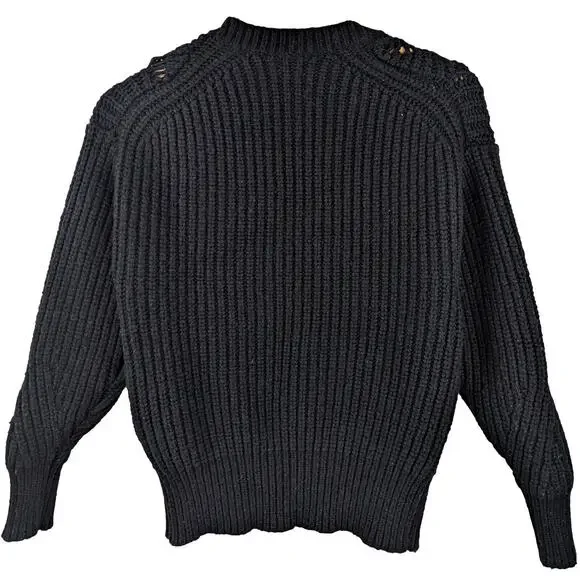 Rebecca Taylor Black Embellished Wool Blend Crewneck Sweater Pullover Beaded XS - Picture 6 of 8